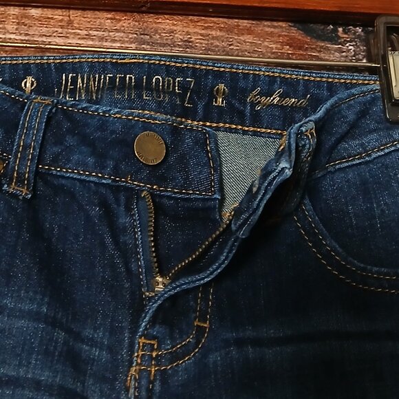 Jennifer Lopez Jeans 0 Boyfriend Low Rise Dark Wash Blue Denim Stretch - Picture 6 of 8
